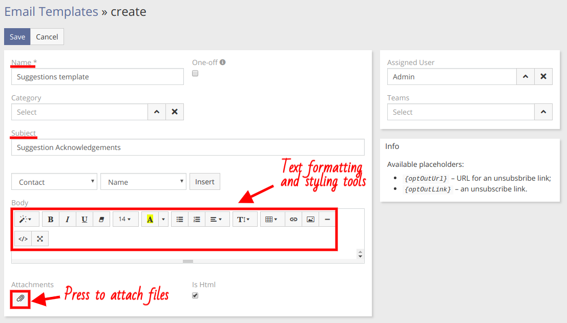 Template Form Description