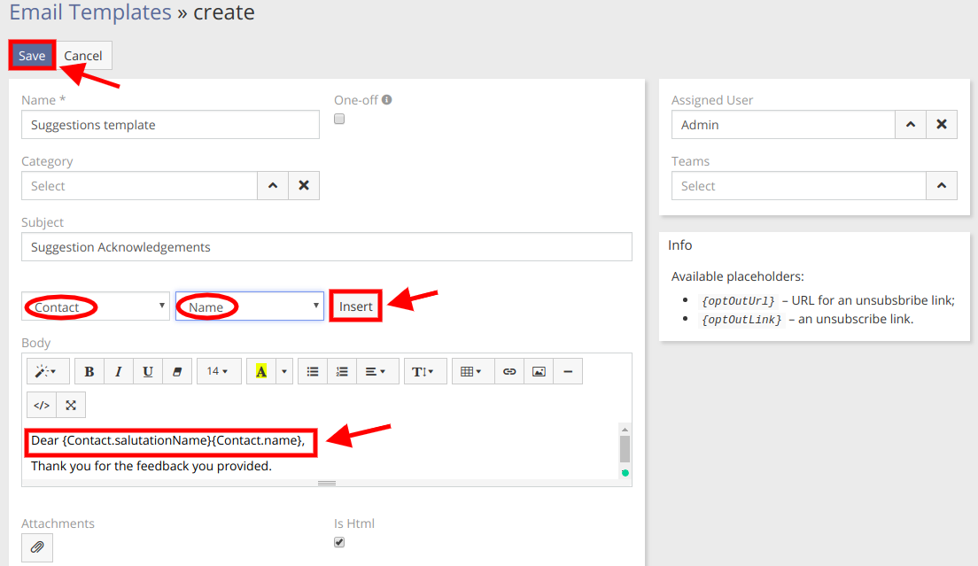 Template Form Variables